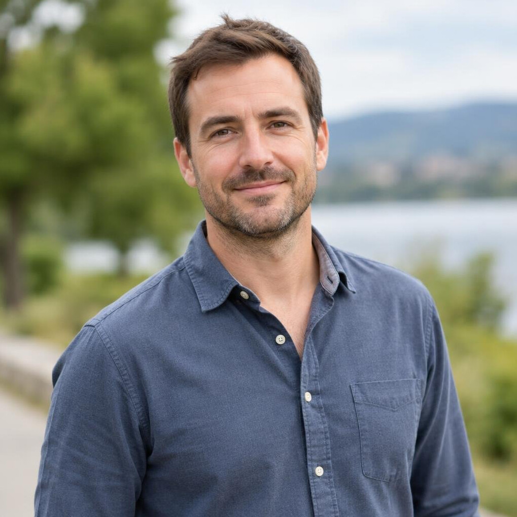Portrait of a man with short hair and a light beard