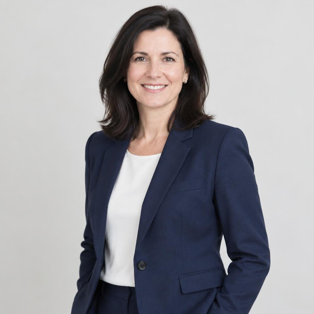 Portrait of a businesswoman with dark hair in a blazer